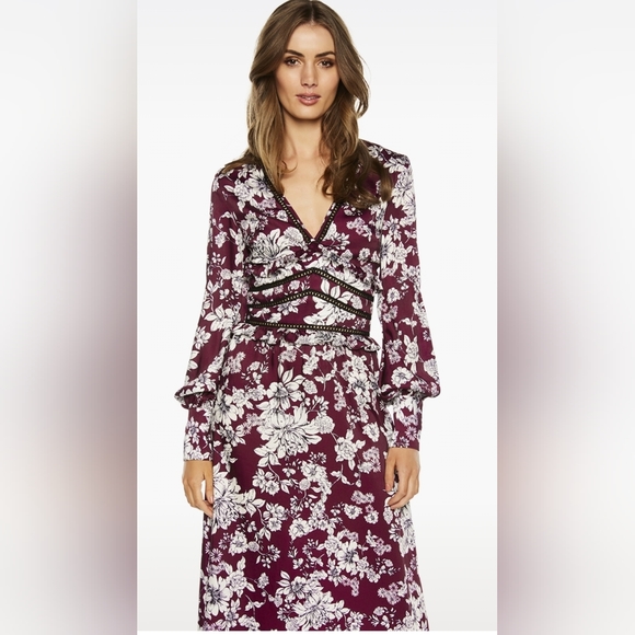 Bardot Dresses & Skirts - Bardot Jolie Maxi Dress in Burgundy Floral Print - Size 8/M